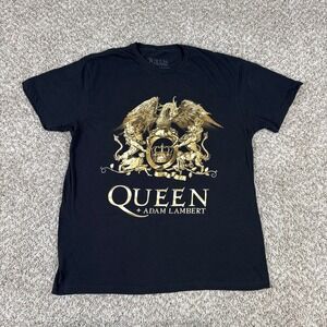 Queen Adam Lambert Rhapsody Tour 2023 T Shirt Mens M Black Gold Foil‎ Rock Merch